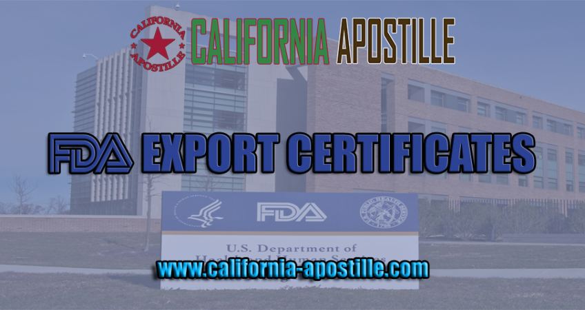 FDA Export Certificates