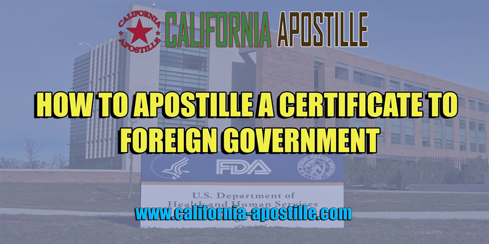 Certificate to Foreign Government Apostille